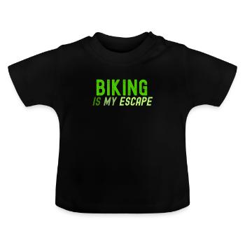 Radfahren ist meine Flucht - Baby Bio-T-Shirt mit Rundhals - Schwarz - Vorne