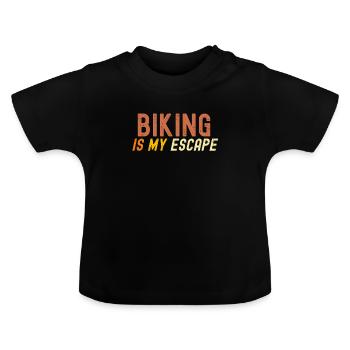 Radfahren ist meine Flucht - Baby Bio-T-Shirt mit Rundhals - Schwarz - Vorne