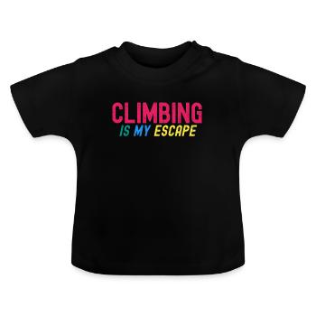 Klettern ist meine Flucht - Baby Bio-T-Shirt mit Rundhals - Schwarz - Vorne