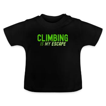 Klettern ist meine Flucht - Baby Bio-T-Shirt mit Rundhals - Schwarz - Vorne