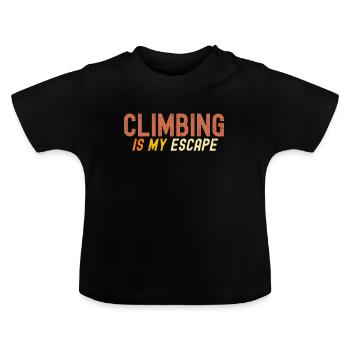 Klettern ist meine Flucht - Baby Bio-T-Shirt mit Rundhals - Schwarz - Vorne