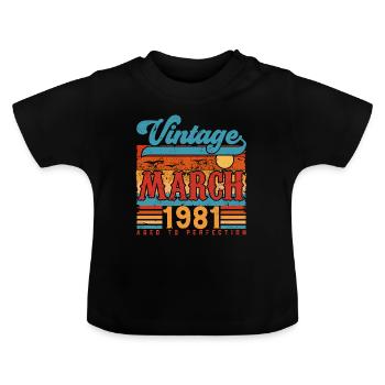 Mars 1981, Cadeau Anniversaire Vintage Mars 1981. - T-shirt bio col rond Bébé - noir - Devant