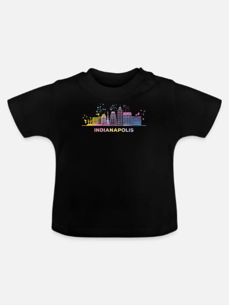 Indianapolitanische Skyline Indianapolis - Baby Bio-T-Shirt mit Rundhals - Schwarz