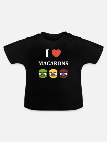 Ich liebe Makronen - Baby Bio-T-Shirt mit Rundhals - Schwarz