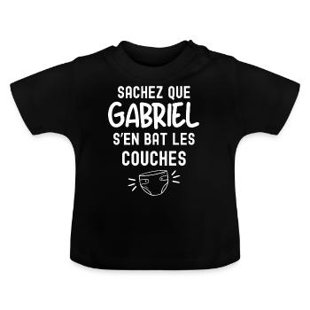 Baby Gabriel fights diapers - Baby Organic T-Shirt with Round Neck - black - Front