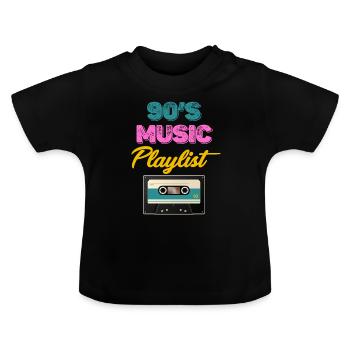 90s Music Playlist Boomer Funny Age Man - Baby Organic T-Shirt with Round Neck - black - Front