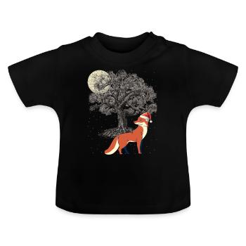 Renard des neiges d'hiver nature sauvage animaux de la forêt renards - T-shirt bio col rond Bébé - noir - Devant