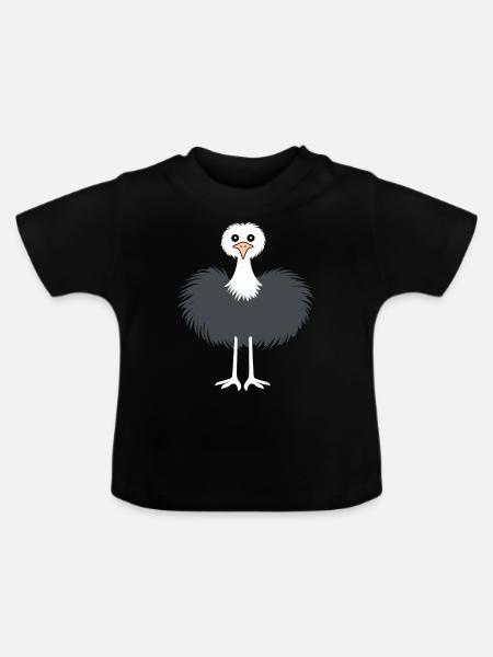 Strauß - Baby Bio-T-Shirt mit Rundhals - Schwarz
