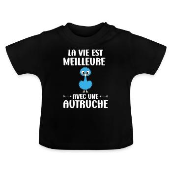 Humour autruche - T-shirt bio col rond Bébé - noir - Devant