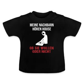 House Music voisins Party DJ cadeau - T-shirt bio col rond Bébé - noir - Devant