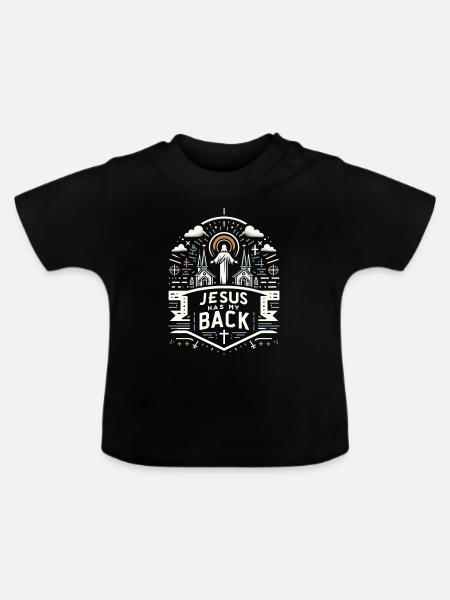 Jesus Has My Back 28 - Baby Bio-T-Shirt mit Rundhals - Schwarz