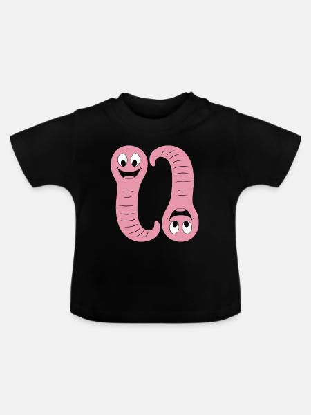 Regenwurm - Baby Bio-T-Shirt mit Rundhals - Schwarz