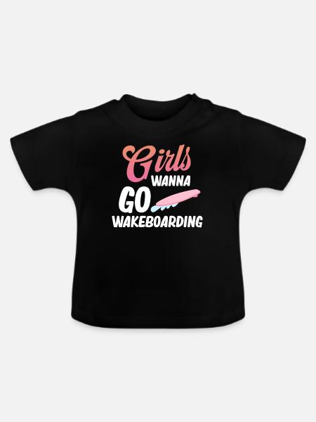 Mädchen Wollen Wakeboarden, Bootfahren, - Baby Bio-T-Shirt mit Rundhals - Schwarz