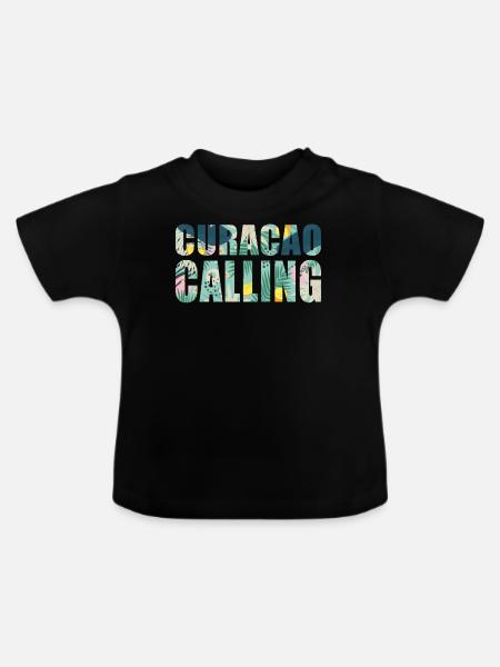 Curacao ruft tropische Vibes - Baby Bio-T-Shirt mit Rundhals - Schwarz