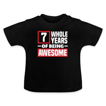 Fête d’anniversaire pour enfants du 7e anniversaire - T-shirt bio col rond Bébé - noir - Devant