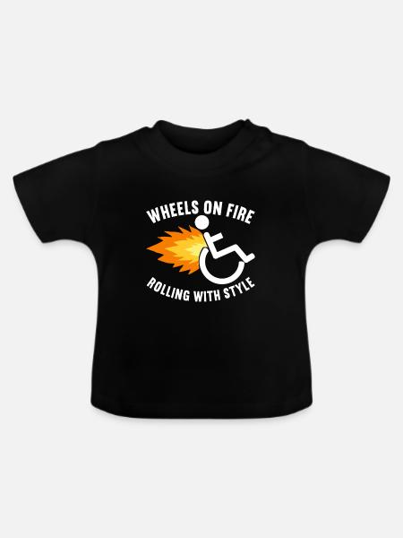 Rollstuhlfahrer Rollstuhl - Baby Bio-T-Shirt mit Rundhals - Schwarz