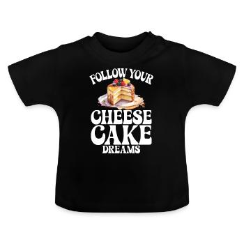 Cadeau de gâteau au fromage - T-shirt bio col rond Bébé - noir - Devant