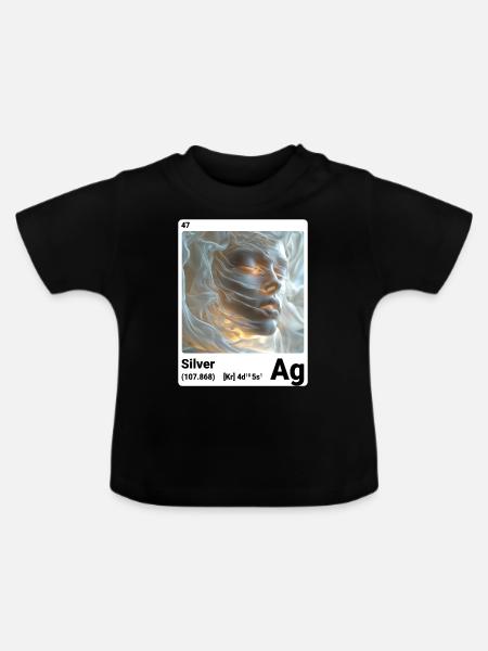 AI am Silber (wt) - Baby Bio-T-Shirt mit Rundhals - Schwarz