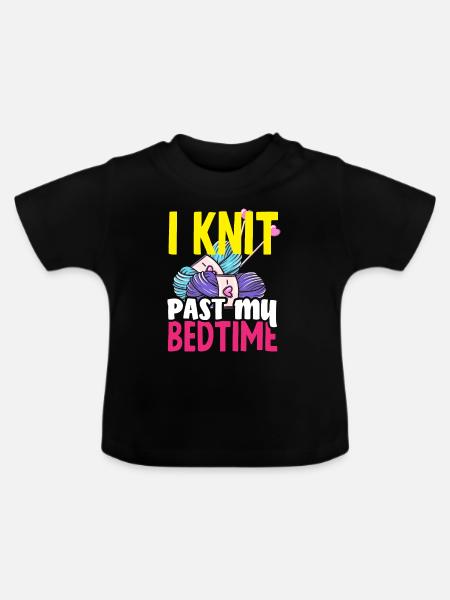 Lustiges Stricken Stricknadel Geschenk - Baby Bio-T-Shirt mit Rundhals - Schwarz