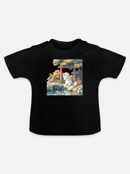 Einhorn Kawaii Japanisch - Baby Bio-T-Shirt mit Rundhals - Schwarz