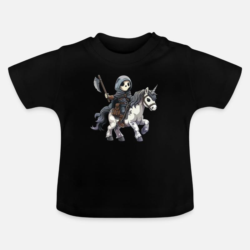 Licorne Grim Reaper Halloween Kawaii - T-shirt bio col rond Bébé - noir