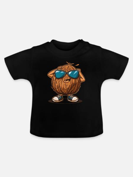 Kokosnuss Dabbing - Baby Bio-T-Shirt mit Rundhals - Schwarz