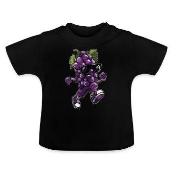 Grape - Baby Organic T-Shirt with Round Neck - black - Front