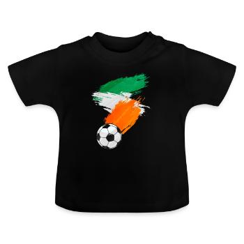 Ireland Football Flag - Baby Organic T-Shirt with Round Neck - black - Front