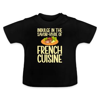 Cadeaux culinaires français - T-shirt bio col rond Bébé - noir - Devant