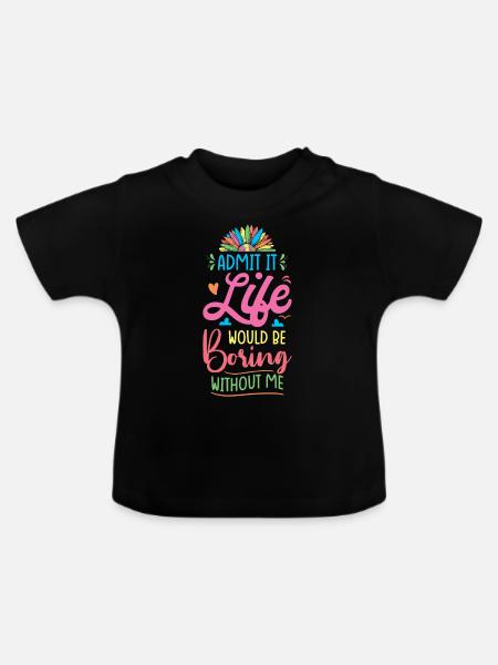 Lebensfreude Farbenfrohe Botschaft - Baby Bio-T-Shirt mit Rundhals - Schwarz