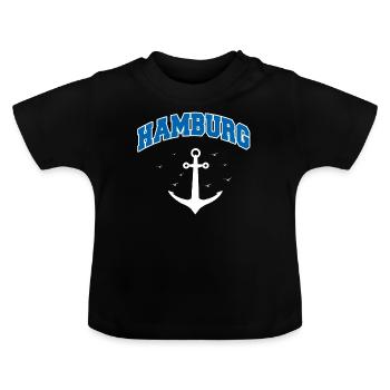 Hamburg Hansestadt Norddeutsch Plattdeutsch - Baby Bio-T-Shirt mit Rundhals - Schwarz - Vorne