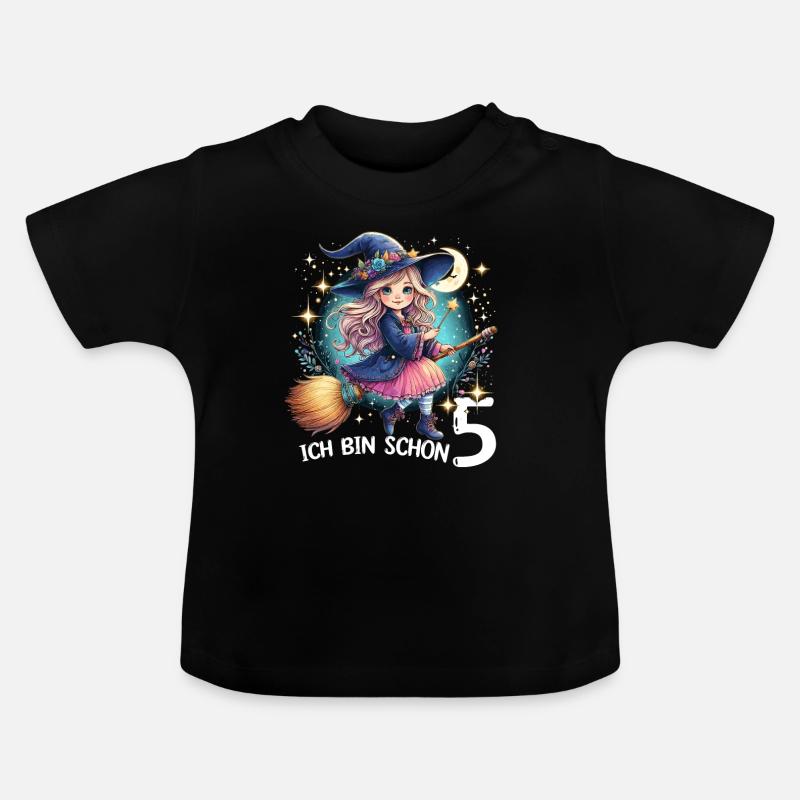 Ich Bin Schon 5 - Baby Bio-T-Shirt mit Rundhals - Schwarz