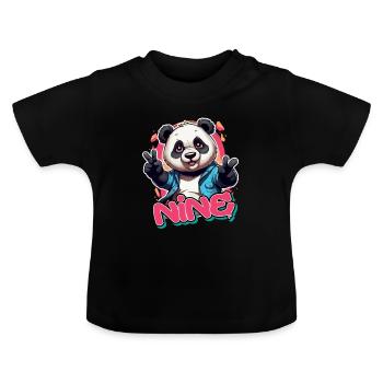 NEUF - beau nom de fille avec Cool Panda - T-shirt bio col rond Bébé - noir - Devant