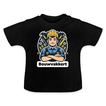 Construction worker - Baby Organic T-Shirt with Round Neck - black - Front