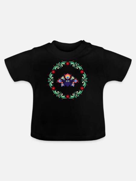 Ich liebe Folk - Baby Bio-T-Shirt mit Rundhals - Schwarz