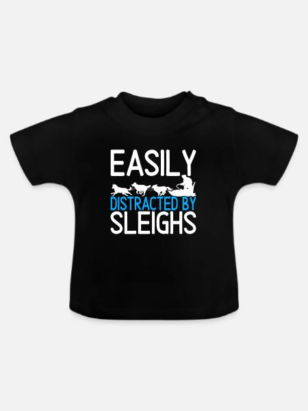Schlittenfahren Schlittenhunde - Baby Bio-T-Shirt mit Rundhals - Schwarz