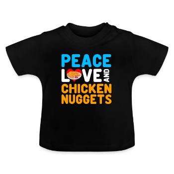 Croquettes de poulet Drôle Amateur de pépites de restauration rapide - T-shirt bio col rond Bébé - noir - Devant