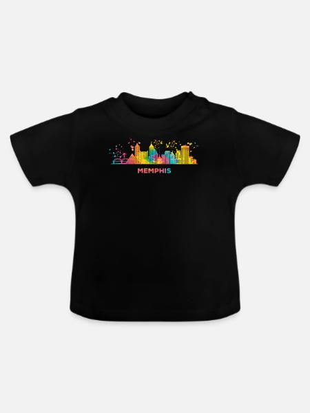 Memphean Skyline Memphis - Baby Bio-T-Shirt mit Rundhals - Schwarz