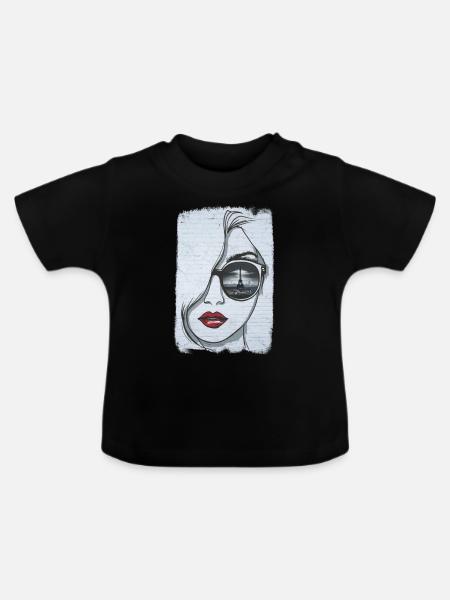 Graffiti-Mädchen in Paris - Baby Bio-T-Shirt mit Rundhals - Schwarz