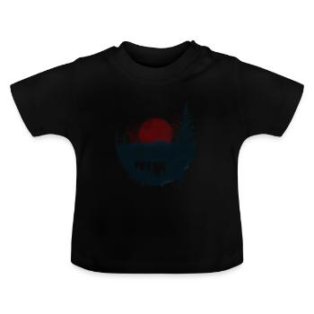 Rotmond Über Mystischem Wald - Baby Bio-T-Shirt mit Rundhals - Schwarz - Vorne