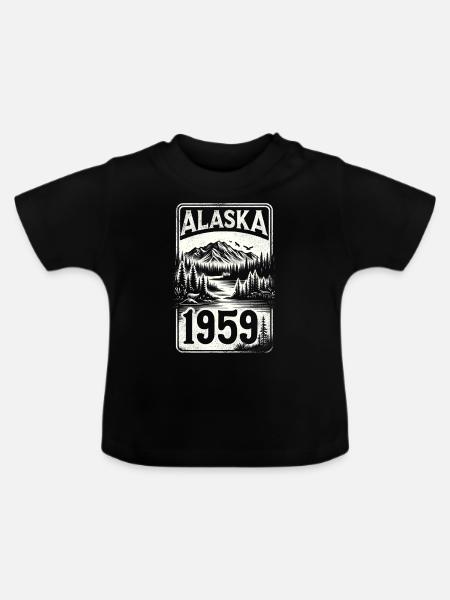 Alaska - Bundesstaat seit 1959 - Baby Bio-T-Shirt mit Rundhals - Schwarz