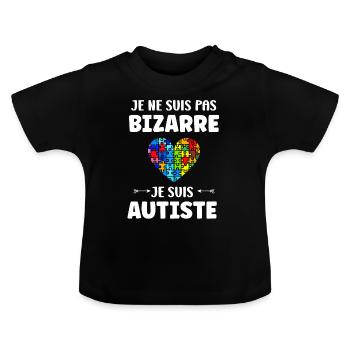 sensibilisation a l'autisme autiste - T-shirt bio col rond Bébé - noir - Devant