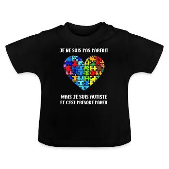 sensibilisation a l'autisme autiste - T-shirt bio col rond Bébé - noir - Devant
