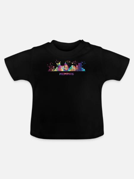 Memphean Skyline Memphis - Baby Bio-T-Shirt mit Rundhals - Schwarz