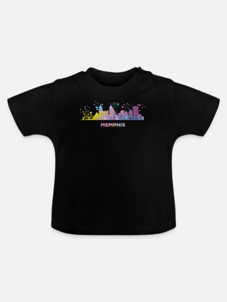 Memphean Skyline Memphis - Baby Bio-T-Shirt mit Rundhals - Schwarz