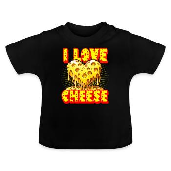 I love cheese - Baby Organic T-Shirt with Round Neck - black - Front