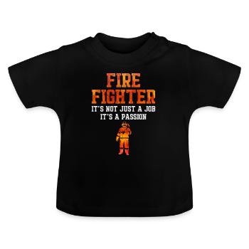 Pompiers Pompiers Pompiers Pompiers Pompiers - T-shirt bio col rond Bébé - noir - Devant