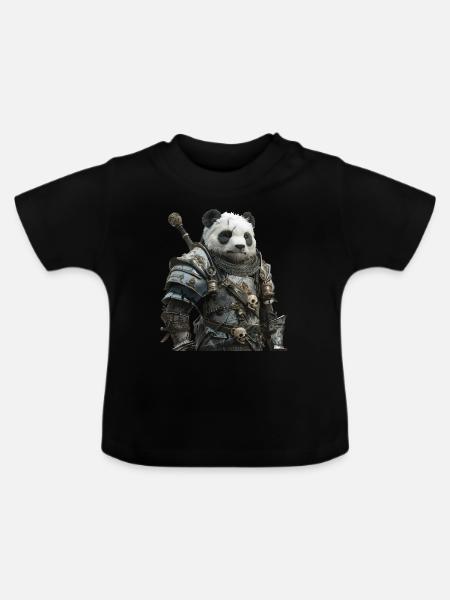 Panda Ritter Mittelalter - Baby Bio-T-Shirt mit Rundhals - Schwarz