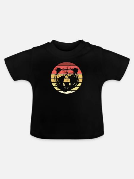 Grizzlybär Braunbär - Baby Bio-T-Shirt mit Rundhals - Schwarz