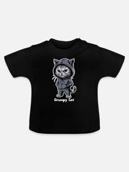 Ärgerliche Böse Katze - Baby Bio-T-Shirt mit Rundhals - Schwarz